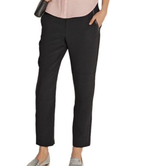 Rag & Bone Black Alpine Trouser Pants Size 10 Leather Trim Crop - Picture 1 of 10